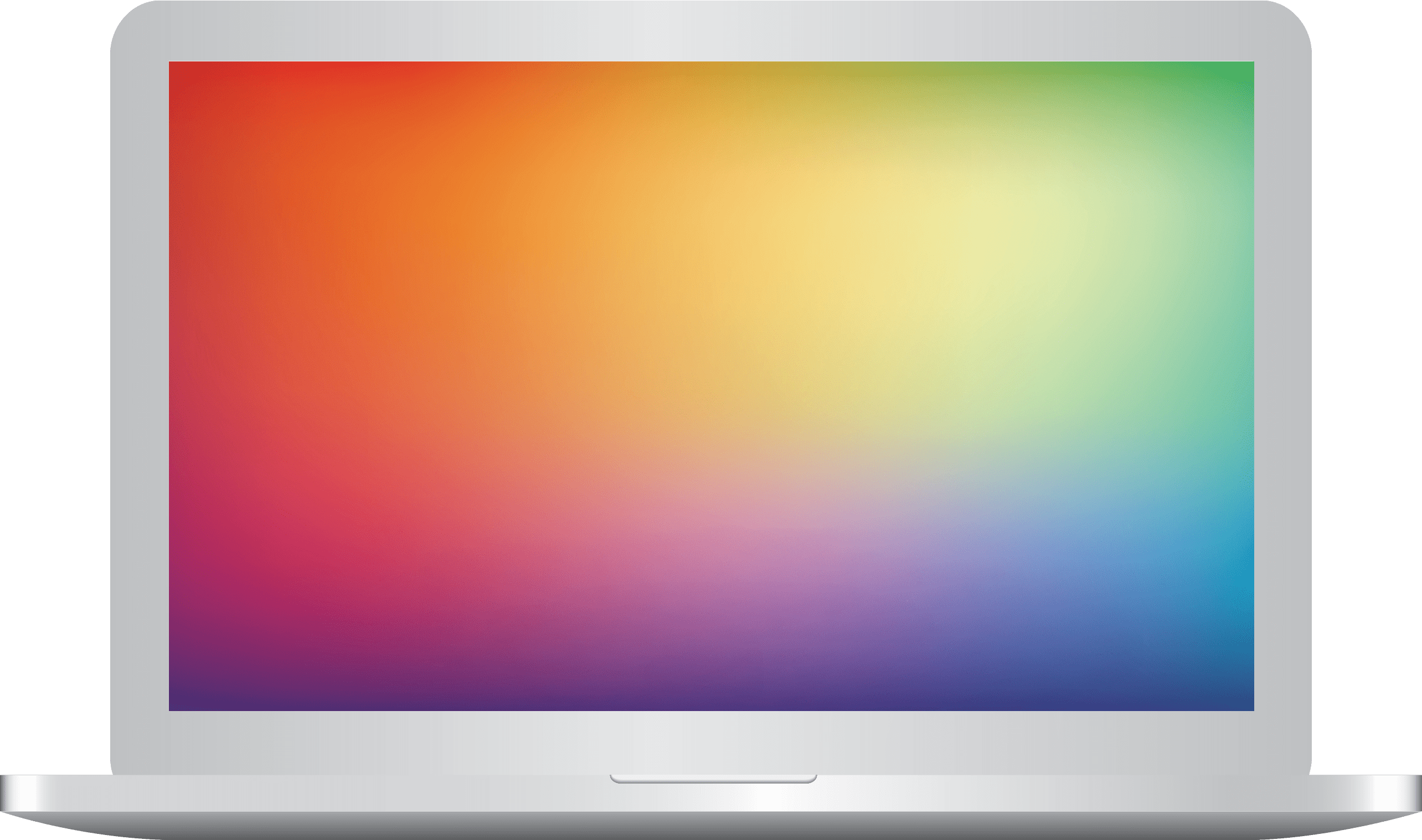 Laptop computer with colorful gradient display screen